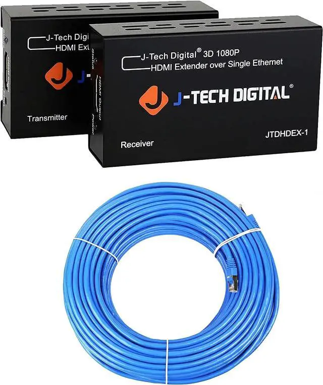 Main image of Digital HDMI Extender by Single Cat 5E/6 Full Hd 1080P with Deep Color, EDID Copy, Dolby Digital/DTS Primary Bundle with 150 Ft Ethernet Cable
