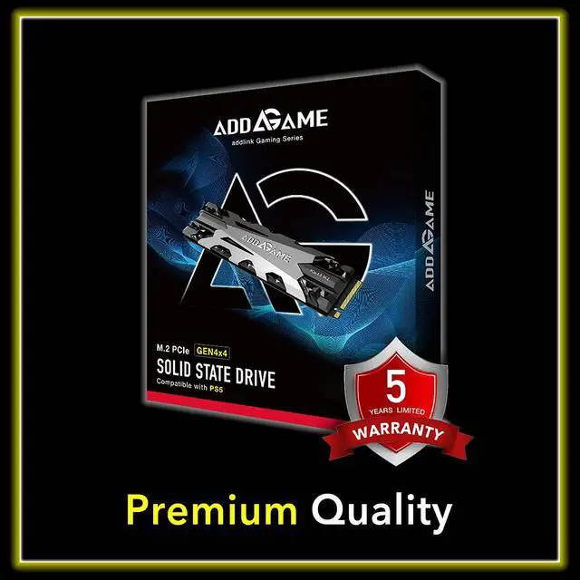 Alt view image 6 of 6 - Addgame PS5 Compatible A95 2TB 7200 MB/s Read Speed Internal Solid State Drive - M.2 2280 PCIe NVMe Gen4X4 3D TLC NAND SSD with Heatsink (ad2TBA95M2P)