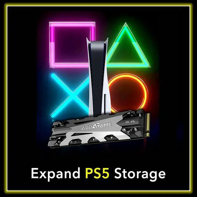 Alt view image 2 of 6 - Addgame PS5 Compatible A95 2TB 7200 MB/s Read Speed Internal Solid State Drive - M.2 2280 PCIe NVMe Gen4X4 3D TLC NAND SSD with Heatsink (ad2TBA95M2P)