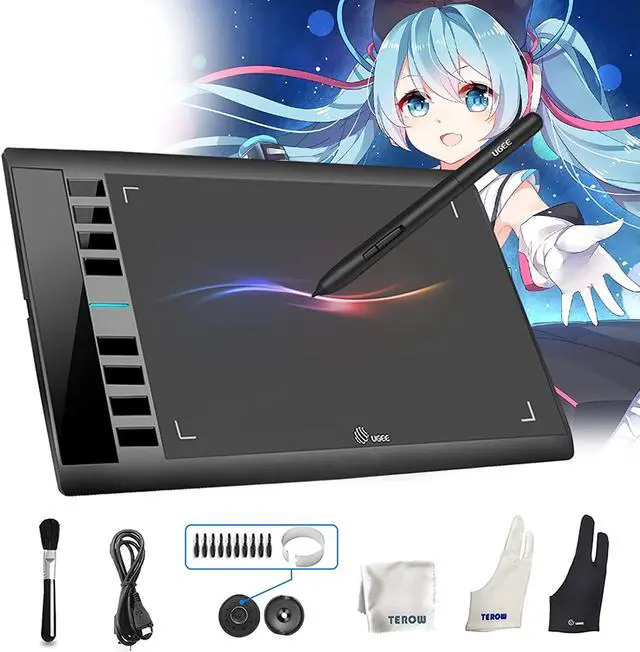 Main image of Graphics Drawing Tablets, UGEE M708 10 x 6 inch Large Active Area Drawing Tablet with 8 Hot Keys 8192 Levels Pen Graphic Tablets for Computer Digital Art Creation Sketch for Windows Mac os and Linux