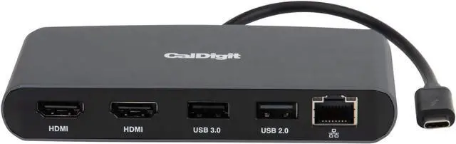 Main image of CalDigit Thunderbolt 3 Mini Dock - Bus Powered, Non Charging, 40Gbs, Dual 4K Display, USB 3.0 & 2.0 and Gigabit Ethernet LAN for Mac and PC, Thunderbolt 4 Compatible (Dual HDMI 2.0, Black)