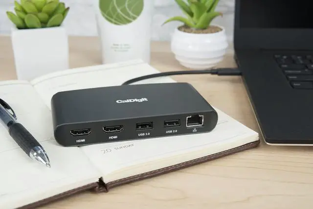 Alt view image 4 of 7 - CalDigit Thunderbolt 3 Mini Dock - Bus Powered, Non Charging, 40Gbs, Dual 4K Display, USB 3.0 & 2.0 and Gigabit Ethernet LAN for Mac and PC, Thunderbolt 4 Compatible (Dual HDMI 2.0, Black)