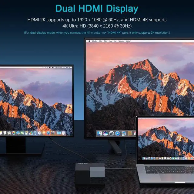 Alt view image 4 of 7 - USB C Docking Station with 100W Charging,USB 3.0 Universal Laptop Dock with Dual HDMI Display Single 4K for USB-C Thunderbolt 3 and USB 3.0 Windows,MacOS(4xUSB Ports,RJ45, Audio)
