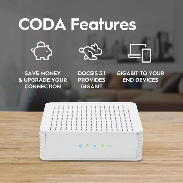 Alt view image 7 of 7 - Hitron CODA DOCSIS 3.1 Modem | Pairs with Any WiFi Router or Mesh WiFi | Certified with Comcast Xfinity, Charter Spectrum, Cox | 10x Faster Than DOCSIS 3.0 | Cable Modem with 2X 1 Gbps Ethernet Ports