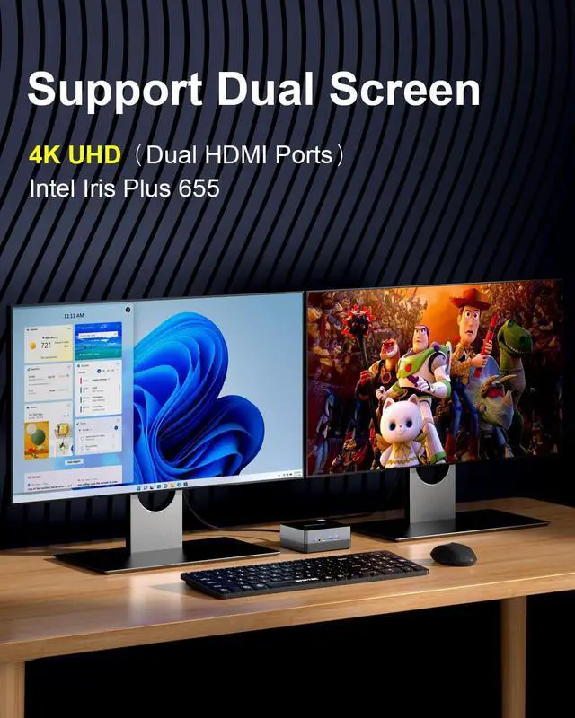Alt view image 6 of 7 - GMKtec Mini PC Windows 11 Pro, Mini Computer Intel i5-8279U 16GB RAM, 512GB SSD, 4 core 8 Threads 2.4 GHz up to 4.1 GHz, Tiny Desktop Computer, Support 4K UHD, Dual Wi-Fi, BT, Ethernet, HDMI, HTPC
