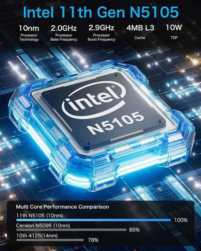  GMKtec Mini PC Windows 11 Pro Intel N5105, 8GB RAM
