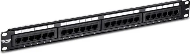 Alt view image 4 of 7 - TRENDnet 24-Port Cat6 Unshielded Patch Panel, Wallmount or Rackmount, Compatible with Cat3,4,5,5e,6 Cabling, For Ethernet, Fast Ethernet, Gigabit Applications, Black, TC-P24C6