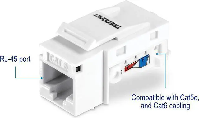 Alt view image 4 of 7 - TRENDnet Cat6 RJ45 Keystone Jack 50-Pack Bundle, TC-K50C6, Compatible with Cat5/Cat5e/Cat6 Cabling, 90° Angle Termination, Use with the TC-KP24 or TC-KP48 Blank Keystone Patch Panels(Sold Separately)