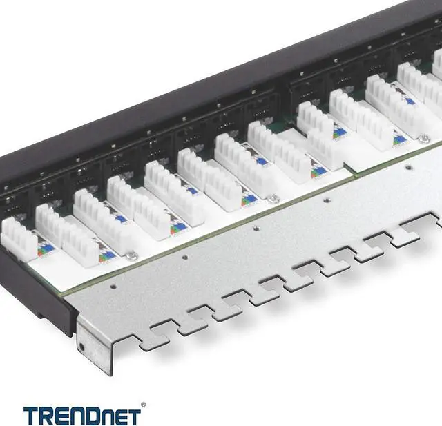 Alt view image 7 of 7 - TRENDnet 24-Port Cat6A Shielded Patch Panel, 1U 19" Metal Housing, 10G Ready, Cat5e,Cat6,Cat6A Compatible, Cable Management, Color-Coded Labeling for T568A and T568B Wiring, Black, TC-P24C6AS