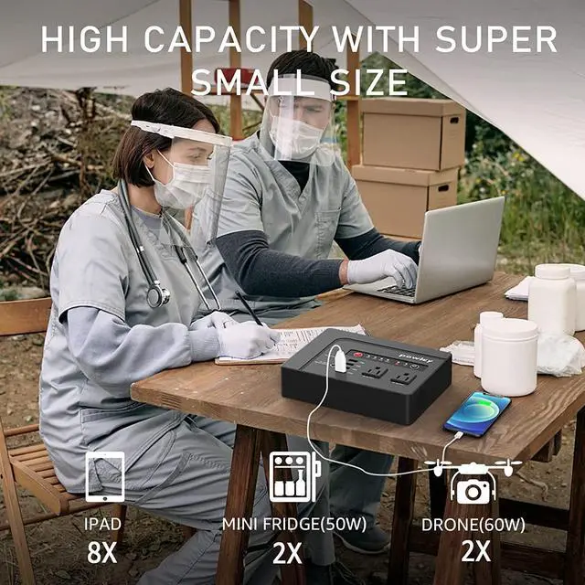 Alt view image 4 of 6 - powkey 200Watt Portable Power Bank with AC Outlet, Rechargeable Backup Lithium Battery, 110V Pure Sine Wave AC Outlet for Outdoor RV Trip Travel Home Office Emergency