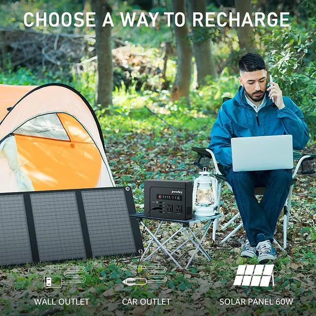 Alt view image 3 of 6 - powkey 200Watt Portable Power Bank with AC Outlet, Rechargeable Backup Lithium Battery, 110V Pure Sine Wave AC Outlet for Outdoor RV Trip Travel Home Office Emergency
