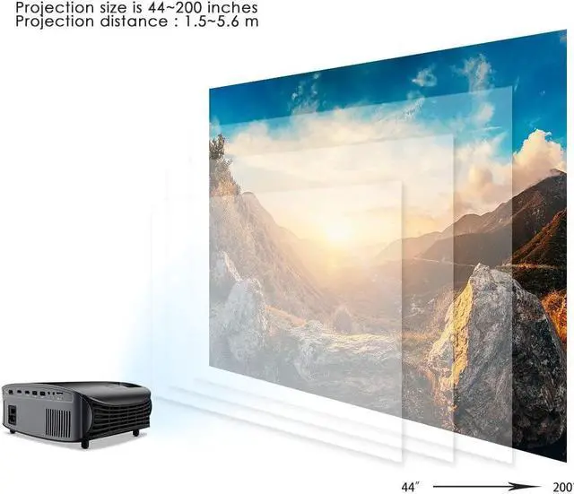 Alt view image 5 of 7 - Projector, GooDee 2023 Dolby Native 1080P Video Projector, 9500L Outdoor Movie Projector, 230" Supported Home Projector, Compatible with Fire TV Stick, PS4, HDMI, VGA, AV and USB, Black (YG600)