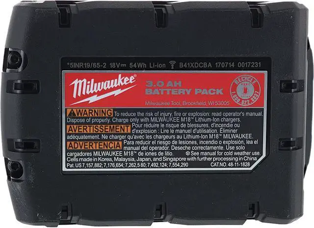 Alt view image 5 of 5 - Milwaukee 48-11-1828 Genuine OEM M18 3 Amp Hour 18V Lithium Ion XC Extended Capacity Battery with Redlink Intelligence and Extreme Weather Performance