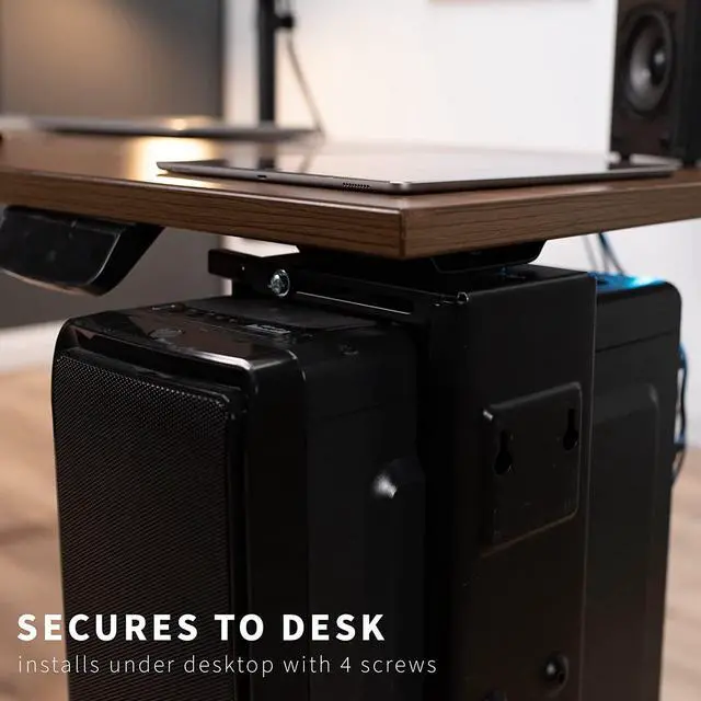 Alt view image 6 of 7 - Adjustable Under Desk and Wall PC Mount, Computer Case CPU Holder with Swivel Action and Secure Locking, Black, MOUNT-PC01