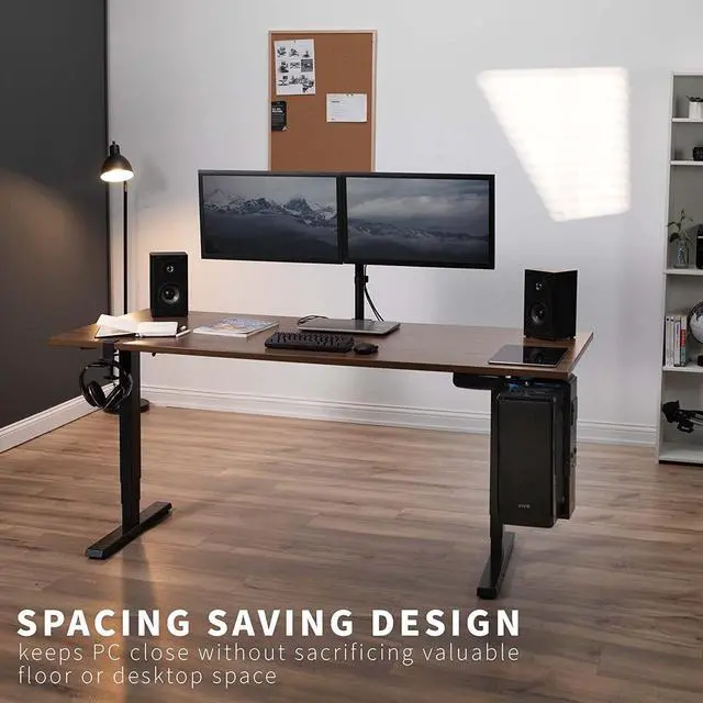 Alt view image 4 of 7 - Adjustable Under Desk and Wall PC Mount, Computer Case CPU Holder with Swivel Action and Secure Locking, Black, MOUNT-PC01