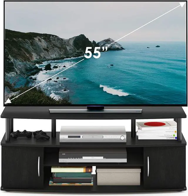 Alt view image 4 of 7 - Furinno JAYA Large Entertainment Stand for TV Up to 55 Inch, Blackwood