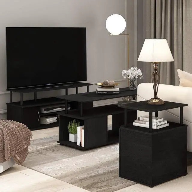 Alt view image 7 of 7 - Furinno JAYA Large Entertainment Stand for TV Up to 55 Inch, Blackwood