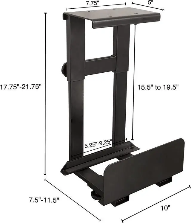 Alt view image 3 of 4 - Desk Store Adjustable CPU Desktop Computer Tower Holder Under Desk Mount