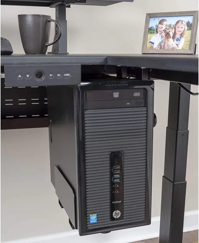 Alt view image 4 of 4 - Desk Store Adjustable CPU Desktop Computer Tower Holder Under Desk Mount