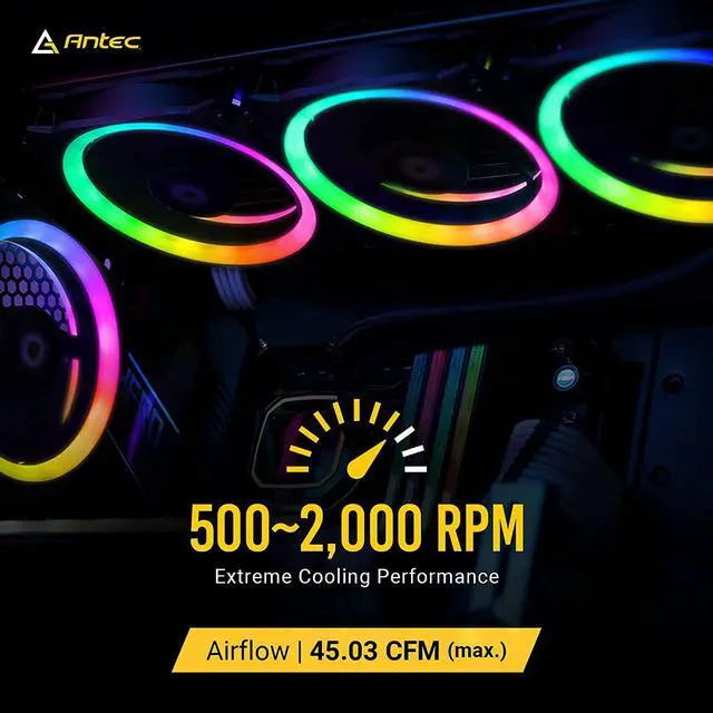 Alt view image 4 of 7 - RGB Fans, PC Fans 120mm RGB Fans, 5V-3PIN Addressable RGB Fans, Motherboard SYNC with 5V-3PIN, 120mm Fan 5 Packs with controller, Prizm Series RGB Fans