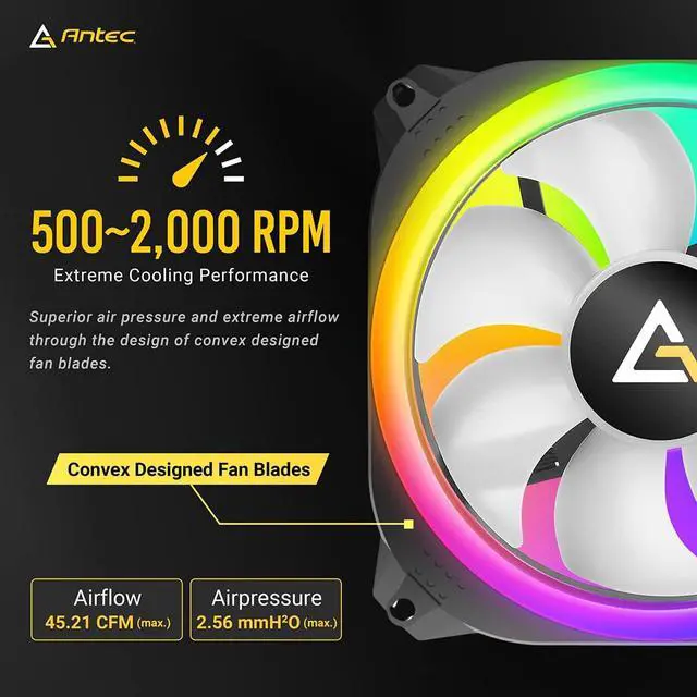 Alt view image 3 of 7 - Prizm X RGB Fans, 120 Case Fan, RGB Case Fans, 5v-3pin ARGB Case Fans, Prizm X Series 3 Packs with Controller