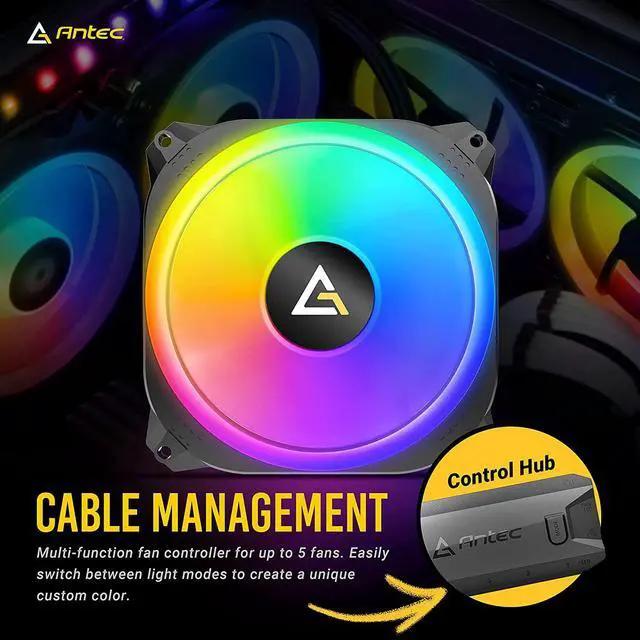 Alt view image 2 of 7 - Prizm X RGB Fans, 120 Case Fan, RGB Case Fans, 5v-3pin ARGB Case Fans, Prizm X Series 3 Packs with Controller