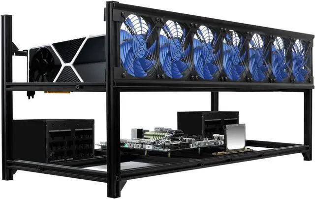 Alt view image 7 of 7 - Miner Rig Case W/6 or 8 GPU Mining Stackable Frame Expert Crypto Mining Rack for Ethereum Classic, Flux, Ergo, Neoxa, RavencoinAir Convection to Improve GPU Cryptocurrency, Test Bench PC Case