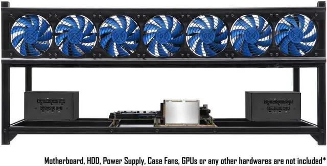 Alt view image 2 of 7 - Miner Rig Case W/6 or 8 GPU Mining Stackable Frame Expert Crypto Mining Rack for Ethereum Classic, Flux, Ergo, Neoxa, RavencoinAir Convection to Improve GPU Cryptocurrency, Test Bench PC Case