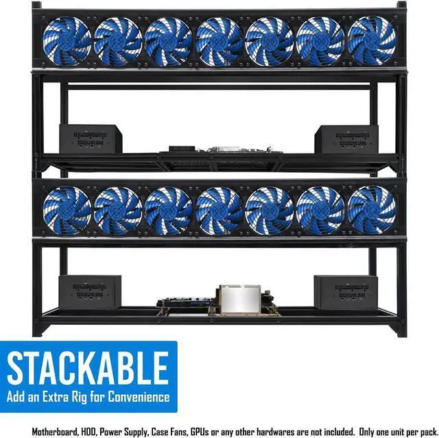 Alt view image 6 of 7 - Miner Rig Case W/6 or 8 GPU Mining Stackable Frame Expert Crypto Mining Rack for Ethereum Classic, Flux, Ergo, Neoxa, RavencoinAir Convection to Improve GPU Cryptocurrency, Test Bench PC Case