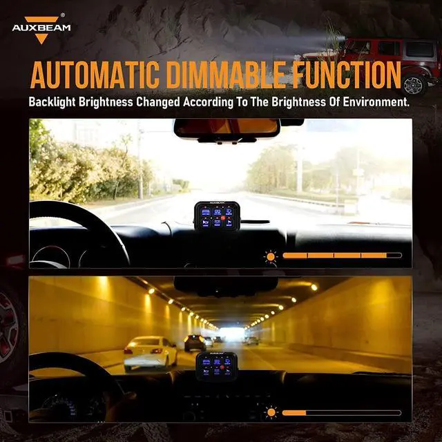 Alt view image 7 of 7 - 6 Gang Switch Panel Automatic Dimmable, Universal Electronic Relay System Circuit Control Box On-Off LED Car Switch Panel Button Switch Touch Switch Box for Truck ATV UTV Boat Caravan-Blue