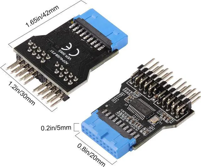 Alt view image 7 of 7 - USB 3.0 9PIN to USB2.0 9PIN Front Panel Socket Adapter Card,USB 3.0 Motherboard 19PIN to Dual 9-PIN Interface Expansion Card