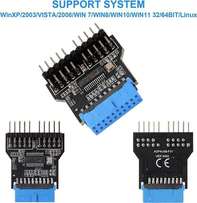 Alt view image 6 of 7 - USB 3.0 9PIN to USB2.0 9PIN Front Panel Socket Adapter Card,USB 3.0 Motherboard 19PIN to Dual 9-PIN Interface Expansion Card