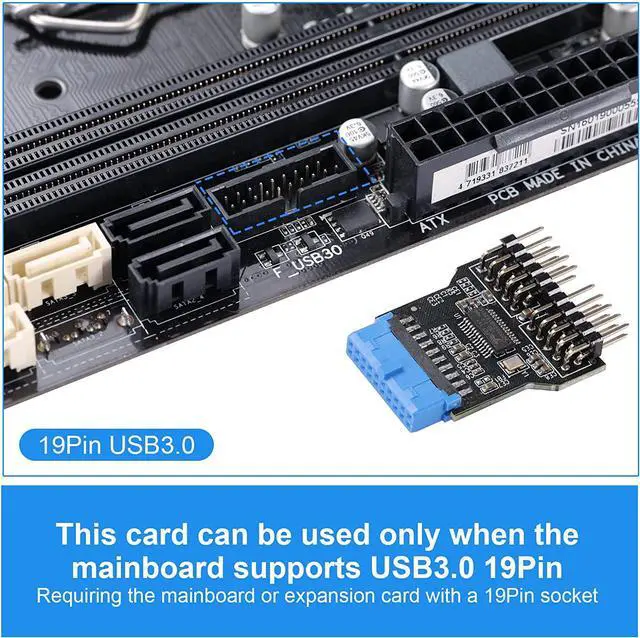 Alt view image 5 of 7 - USB 3.0 9PIN to USB2.0 9PIN Front Panel Socket Adapter Card,USB 3.0 Motherboard 19PIN to Dual 9-PIN Interface Expansion Card