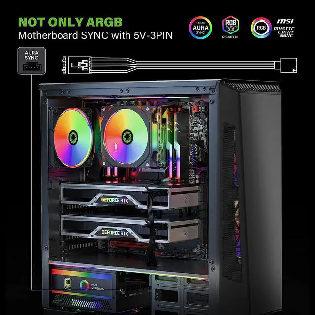 Alt view image 4 of 6 - GAMEMAX 850W Power Supply, Fully Modular, 80 Plus Gold, ARGB SYNC with Motherboard, RGB-850 Pro