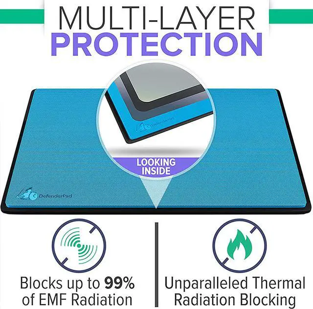 Alt view image 3 of 7 - Laptop EMF Radiation Protection & Heat Shield by DefenderShield - EMF Blocker Lap Pad & 5G Protector Computer Lapdesk Compatible with up to 17" Laptop, Chromebook, MacBook (Black)