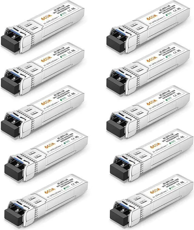 Main image of 10Pack 10GBase-LR SFP+ Transceiver, 10G LC Single Mode Module for Cisco SFP-10G-LR, Meraki MA-SFP-10GB-LR, Ubiquiti UF-SM-10G, Mikrotik, D-Link, Supermicro, Netgear DDM, 1310nm, 10km