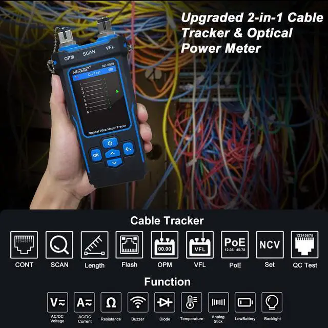 Alt view image 3 of 7 - New Upgraded Network Cable Tester with Optical Power Meter VFL,RJ11 RJ45 Wire Cable Tracer for Telephone, Ethernet, Video, Tone Generator,CAT5 CAT6 Cable Toner Ethernet Cable Tester PoE