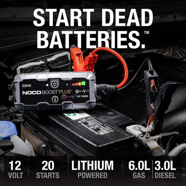 Alt view image 2 of 6 - Boost Plus GB40 1000 Amp 12-Volt UltraSafe Lithium Jump Starter Box, Car Battery Booster Pack, Portable Power Bank Charger, and Jumper Cables for up to 6-Liter Gasoline and 3-Liter Diesel Engines