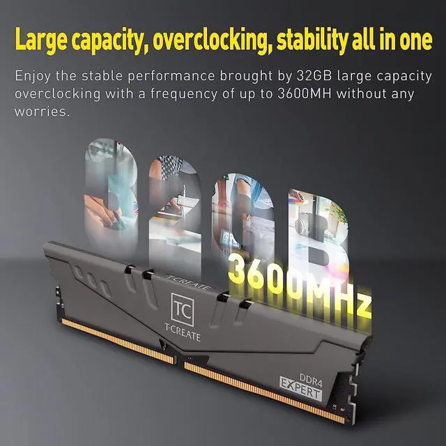 Alt view image 3 of 6 - TEAMGROUP T-Create Expert overclocking 10L DDR4 64GB Kit (2 x 32GB) 3600MHz (PC4 28800) CL18 Desktop Memory Module Ram - TTCED464G3600HC18JDC01