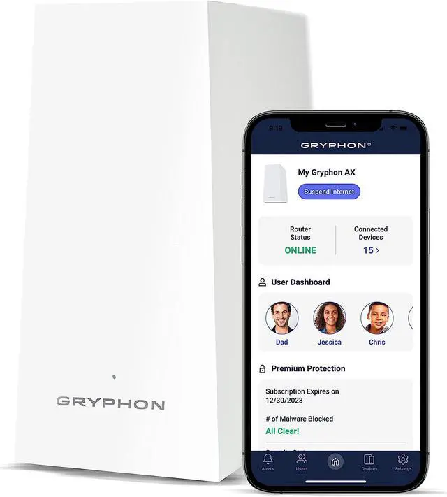 Main image of Gryphon AX  Ultra-Fast Mesh WiFi 6 Parental Control Router  Advanced Content Filters and Next-Gen Firewall - 4.3 Gbps Across 3,000 sq. ft. per Router for Multi-Device Households