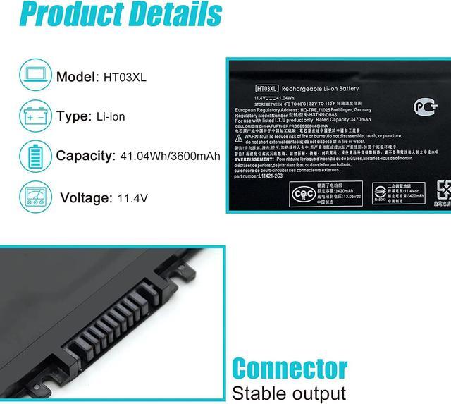 Alt view image 2 of 7 - HT03XL L11119-855 Laptop Battery for HP Pavilion 15-CS 15-CW 15-CU 15-DA 15-DB 15-DW 14-CE 14-CF 14-DF 17-CA 15-DW0033NR 15-cu1xxx 15-cw1xxx 15-CS0053CL 17-by0xxx L11421-542 HSTNN-DB8R HT03041XL