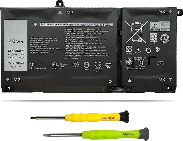 Main image of 40Wh JK6Y6 Laptop Battery Replacement for Dell Latitude 3410 3510 Vostro 5300 5401 5501 Inspiron 5300 5301 5401 5402 5408 5409 5501 5502 5508 5509 5400 5406 7300 7306 7405 7500 7506 2-in-1 Silver