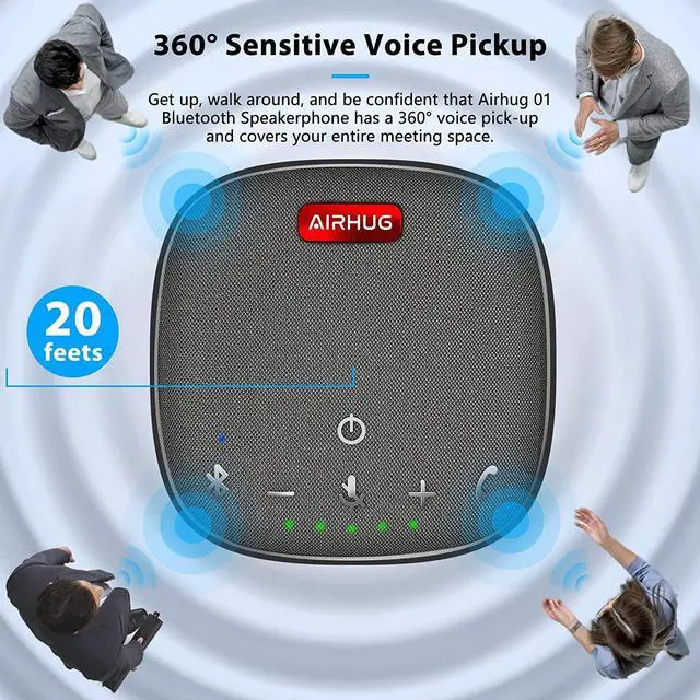 Alt view image 4 of 6 - Bluetooth Speakerphone,Conference Speaker with Microphone,6 metes HD Voice Pick Up,Advanced Noise Reduction Algorithm,USB-C Plug & Play,Compatible with Zoom,MS Team,Skype