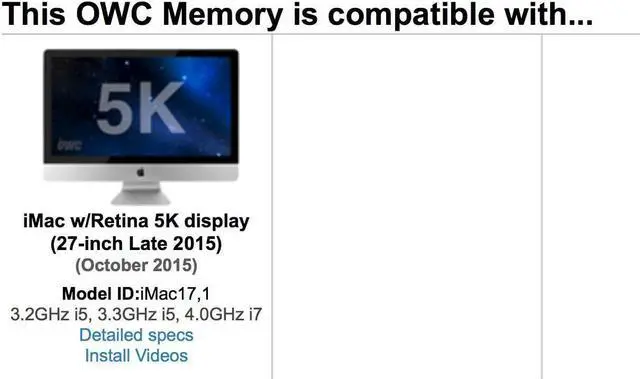 Alt view image 4 of 4 - OWC 16GB (2 x 8GB) PC14900 DDR3 1866MHz SO-DIMMs Memory Compatible with 2015 (Late) iMac 27" w/Retina 5K Models and Compatible PCs (OWC1867DDR3S16P)