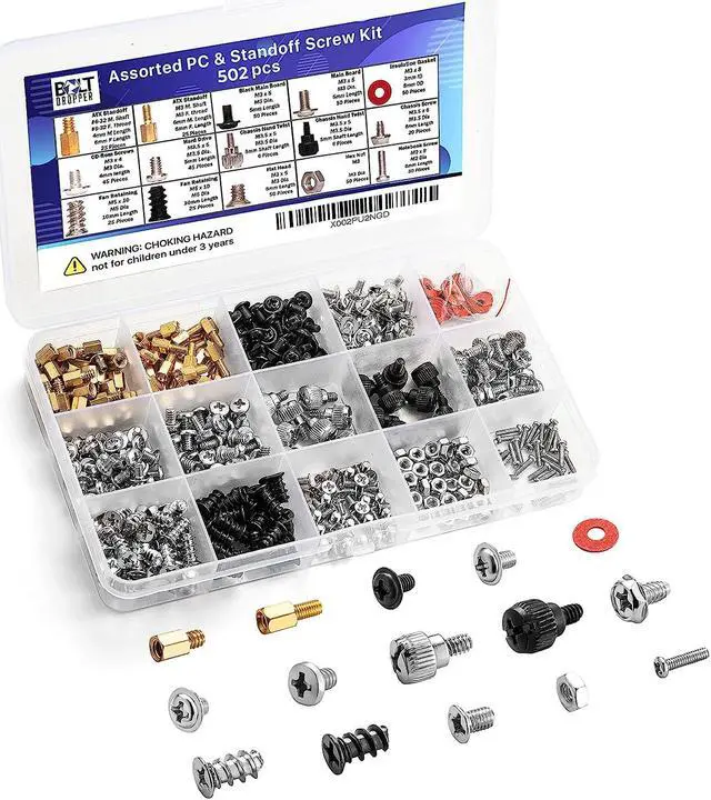 Main image of 502pc Computer Screws Assortment Kit | Motherboard Standoff Risers Screw Set for HDD Hard Drive, Computer Case, Fan, Graphics, Chassis, ATX Case | Computer Motherboard Screws Kit for DIY & Repair