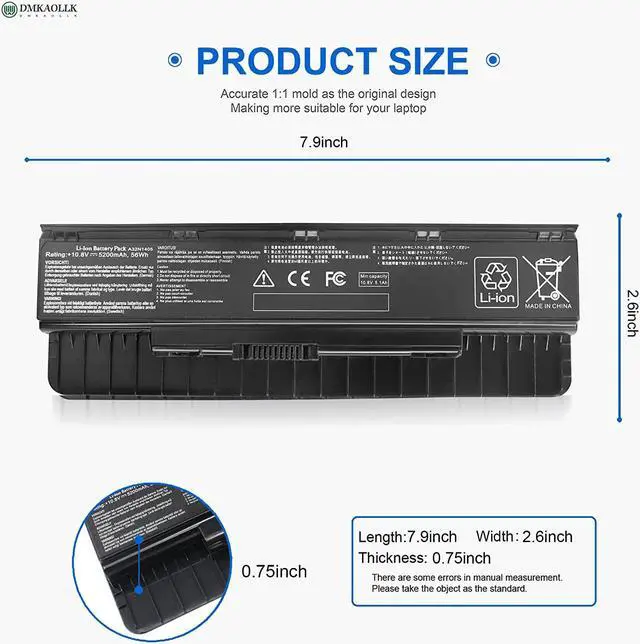 Alt view image 4 of 7 - A32N1405 A32LI9H Laptop Battery for Asus GL551 GL551J GL551JW GL551JW-DS71 GL551JW-DS74 GL551J-EH74 G551 G551J G551JM GL771J G771 G771J G771JW N551J N751