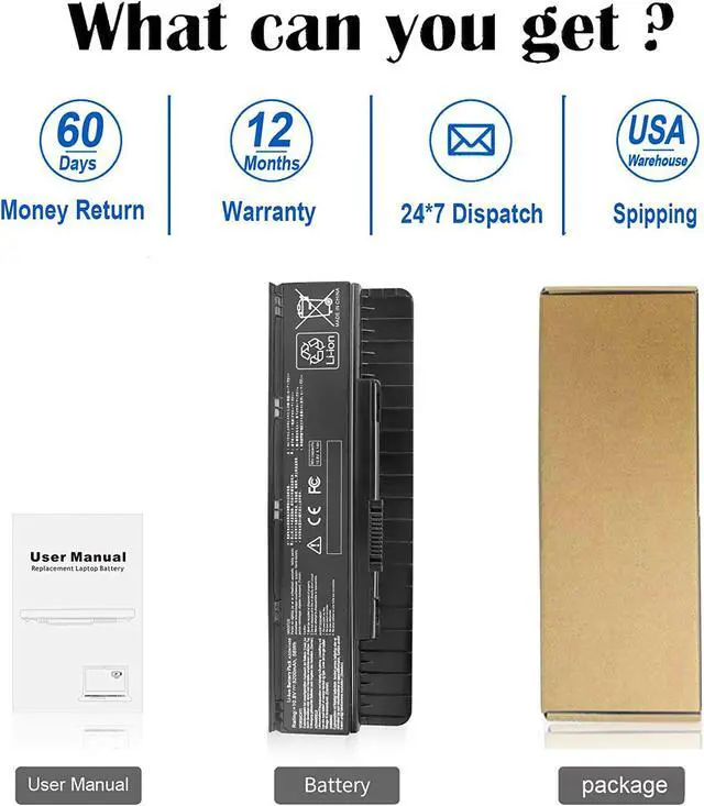 Alt view image 6 of 7 - A32N1405 A32LI9H Laptop Battery for Asus GL551 GL551J GL551JW GL551JW-DS71 GL551JW-DS74 GL551J-EH74 G551 G551J G551JM GL771J G771 G771J G771JW N551J N751