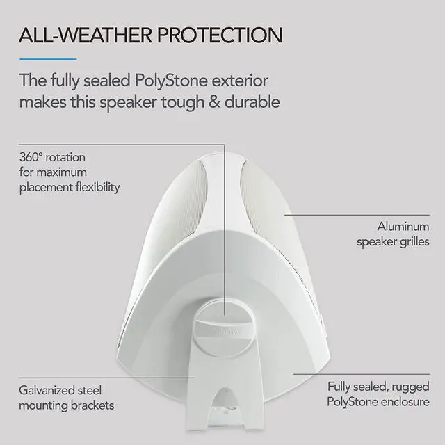 Alt view image 4 of 5 - AW6500 Outdoor Speaker 6.5-inch Woofer 200 Watts - Single (White)