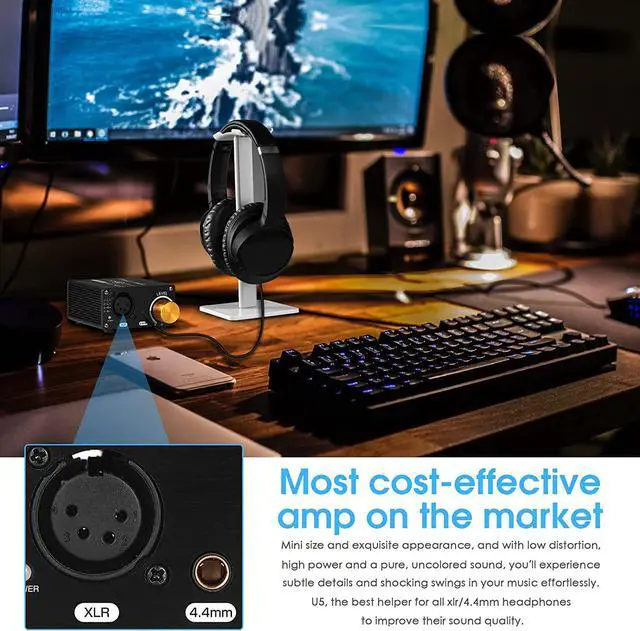 Alt view image 6 of 7 - U5 Headphone Amps, Mini Fully Balanced Amplifier for Home Desktop PC XLR / 4.4mm Headsets, DC 5V