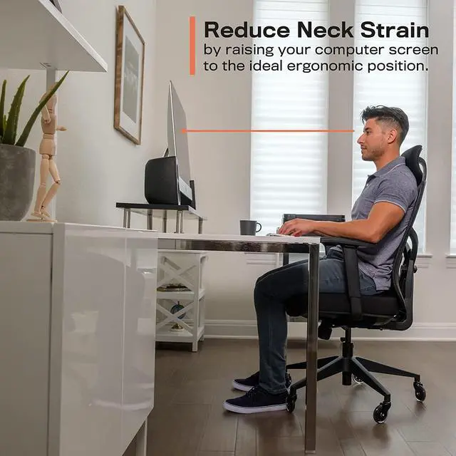 Alt view image 7 of 7 - Dual Monitor Stand for 2 Monitors, Large Monitor Riser Made with Solid Bamboo, Perfect Desk Shelf Organizer for Desktop, 42 Inch Wood Platform for Computer Screens, Laptop or TV, Brown